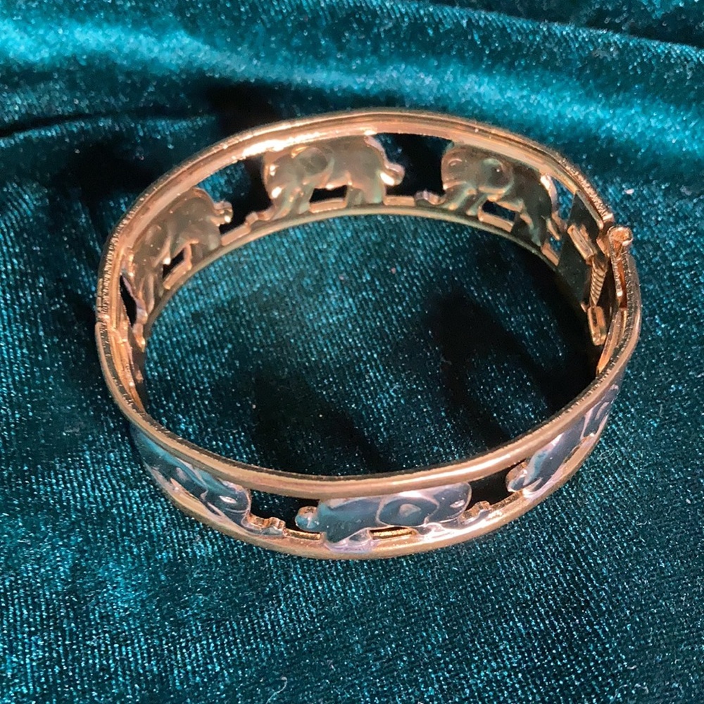 2 tone elephant cuff bracelet - Picture 2 of 5